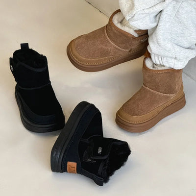 Kids Leather Suede Snow Boots