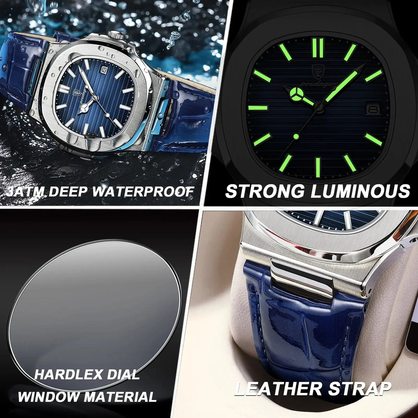 Luxury Waterproof Square Watch