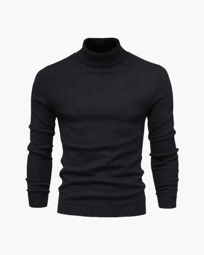 Men's Slim Fit Turtleneck Sweater - Elegant Beige Fine Knit for Business & Leisure