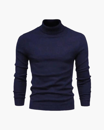 Men's Slim Fit Turtleneck Sweater - Elegant Beige Fine Knit for Business & Leisure