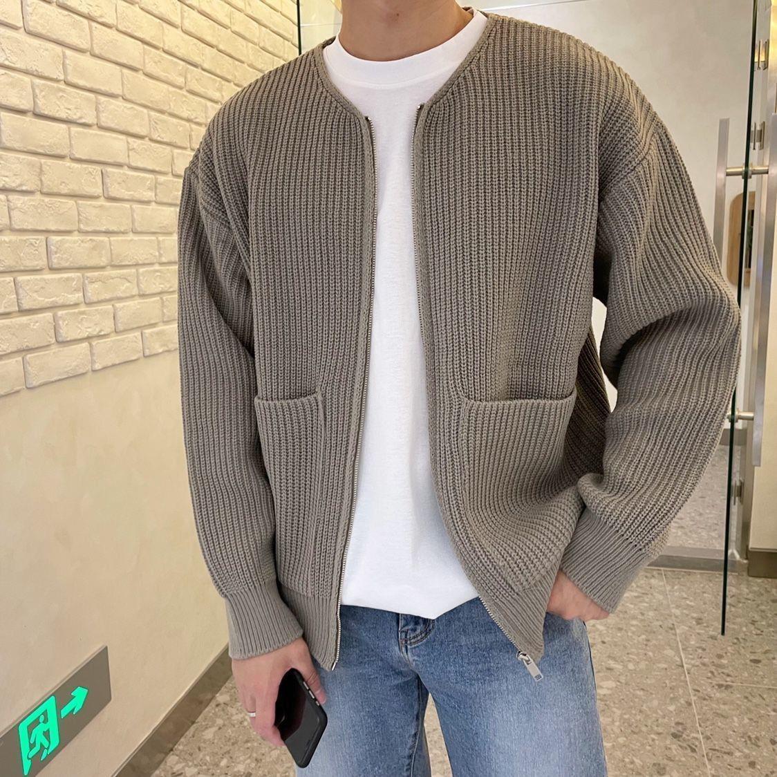 Knitted Cotton Zipper Cardigan