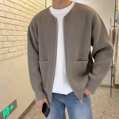 Knitted Cotton Zipper Cardigan