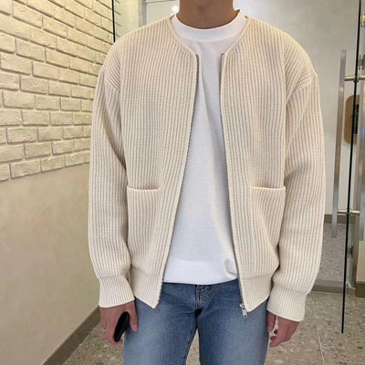 Knitted Cotton Zipper Cardigan