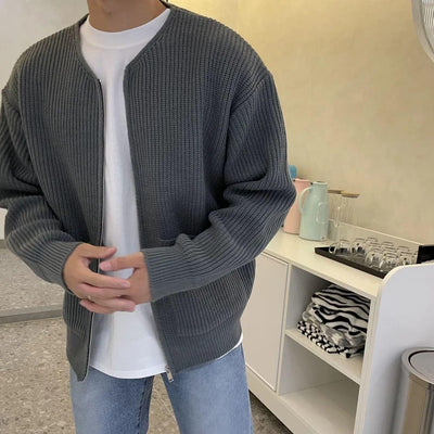 Knitted Cotton Zipper Cardigan