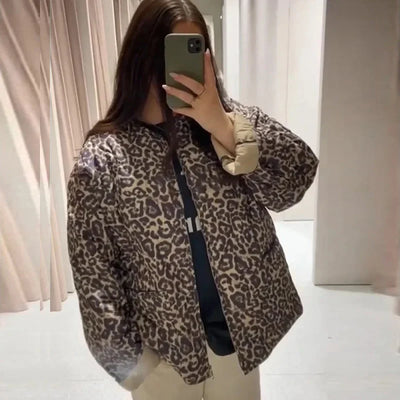 Quilted Leopard Puffer Jacket