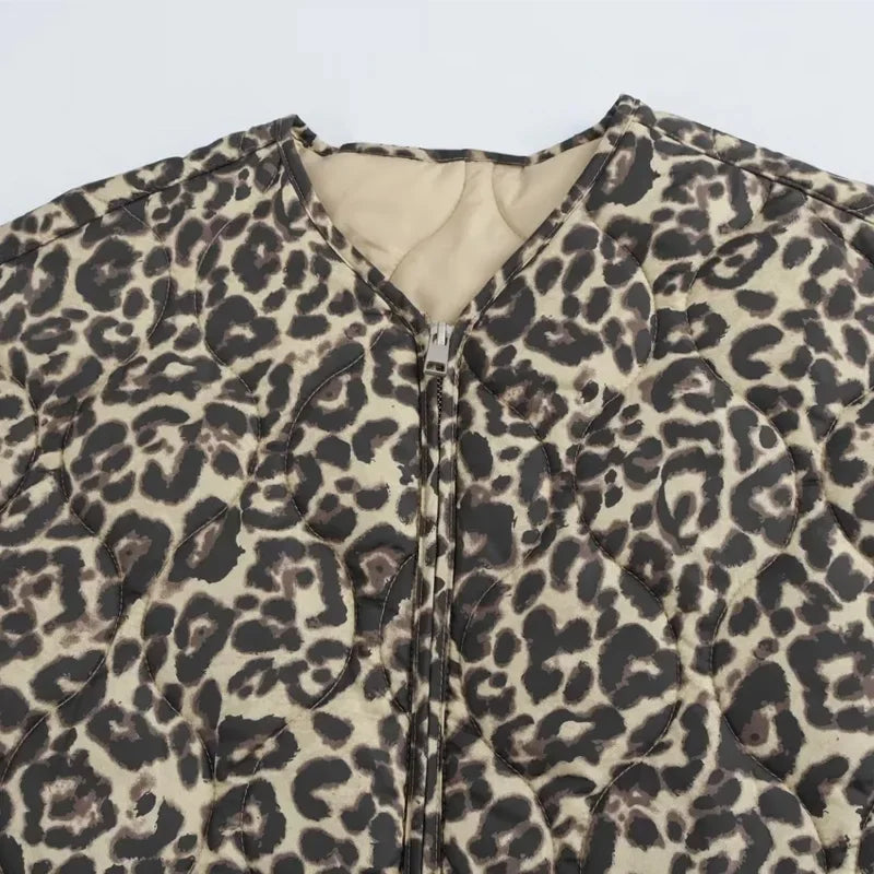 Quilted Leopard Puffer Jacket