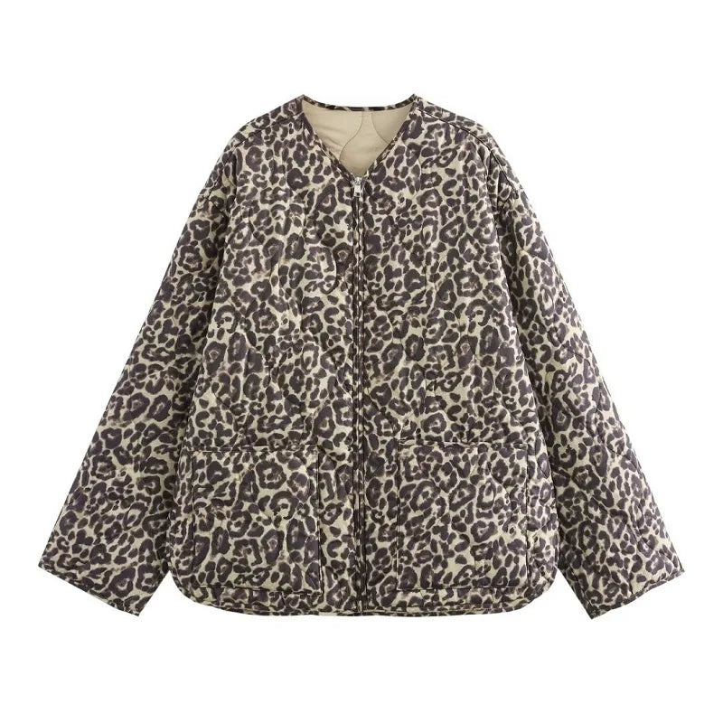 Quilted Leopard Puffer Jacket