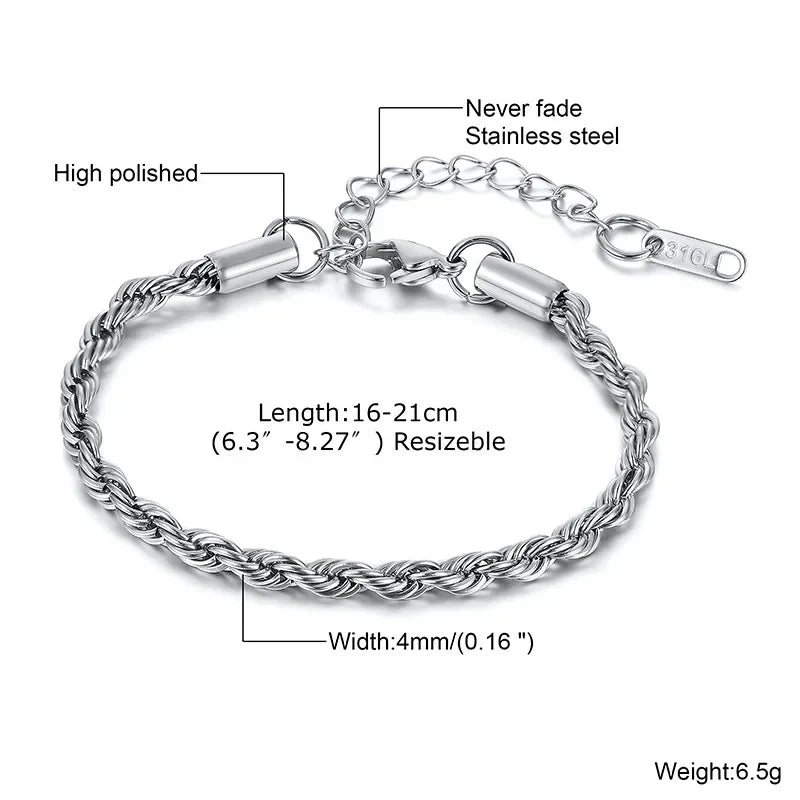 Stainless Steel Twisted Bracelet
