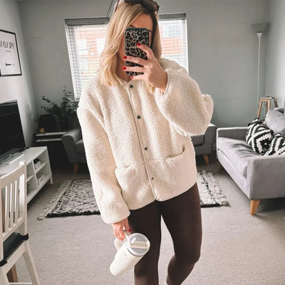 Teddy Fleece Coat with Round Neck