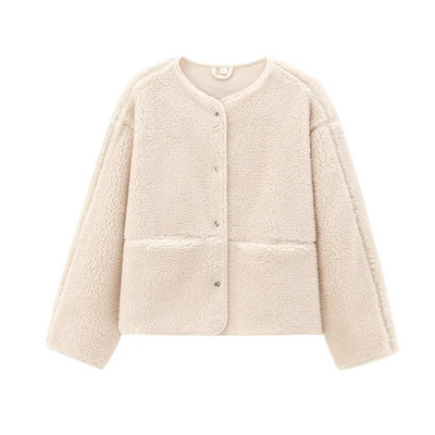 Teddy Fleece Coat with Round Neck