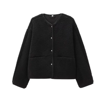 Teddy Fleece Coat with Round Neck