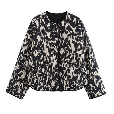Quilted Snack Print Puffer Jacket