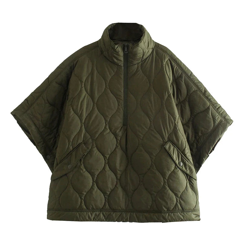 Shawl Cape Vest with Stand Collar