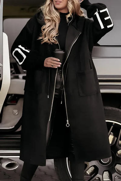 Stylish Long Jacket with knitted Sleeves