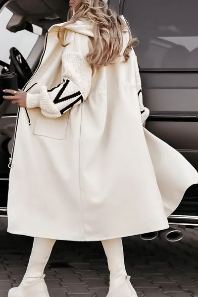 Stylish Long Jacket with knitted Sleeves