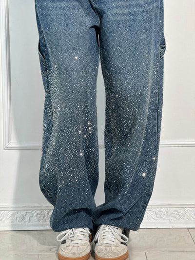Mid-Rise Jeans with Glitter