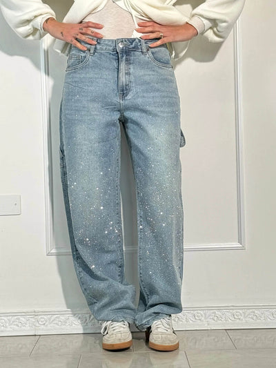 Mid-Rise Jeans with Glitter