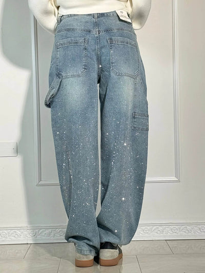 Mid-Rise Jeans with Glitter