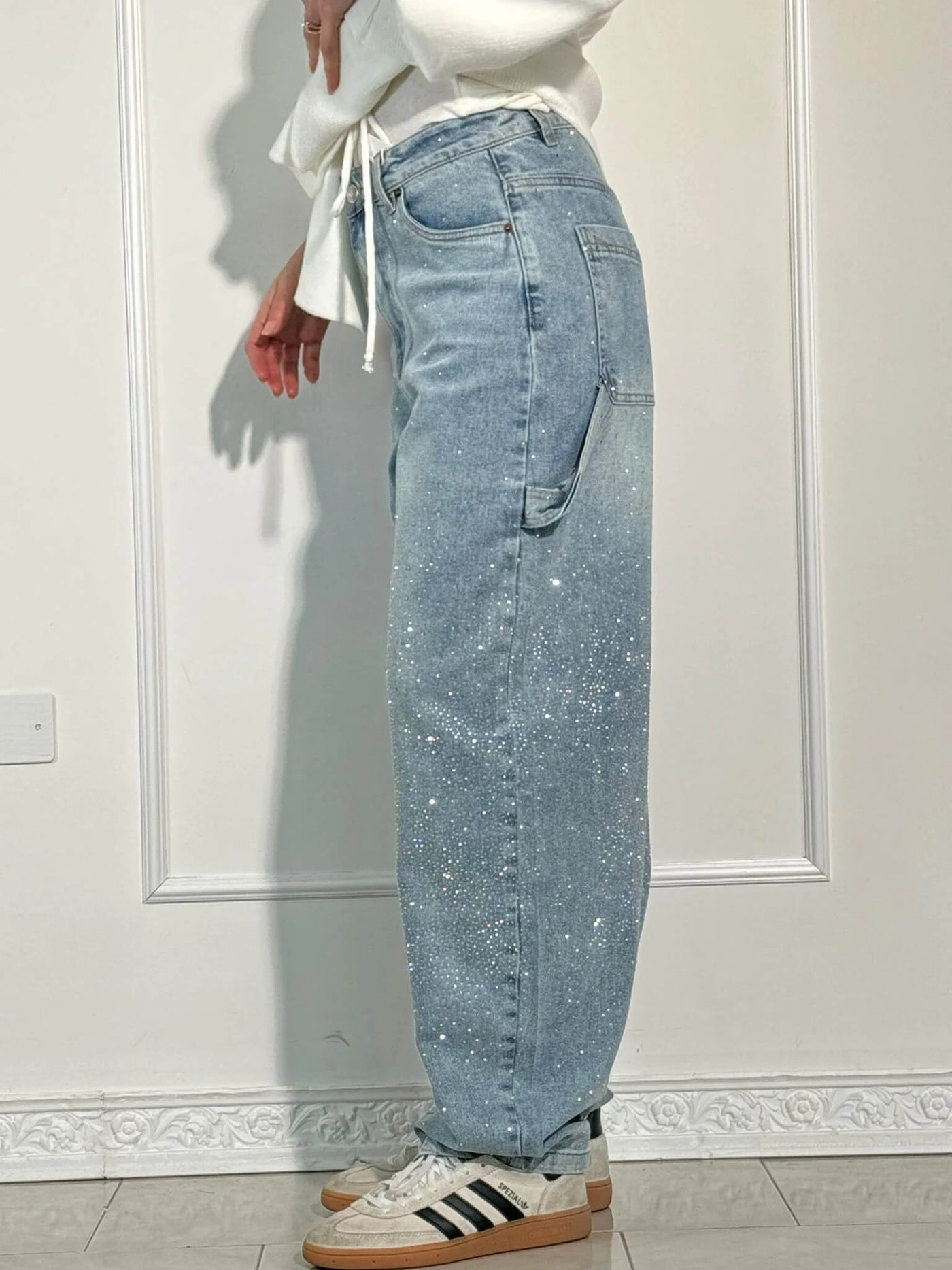 Mid-Rise Jeans with Glitter