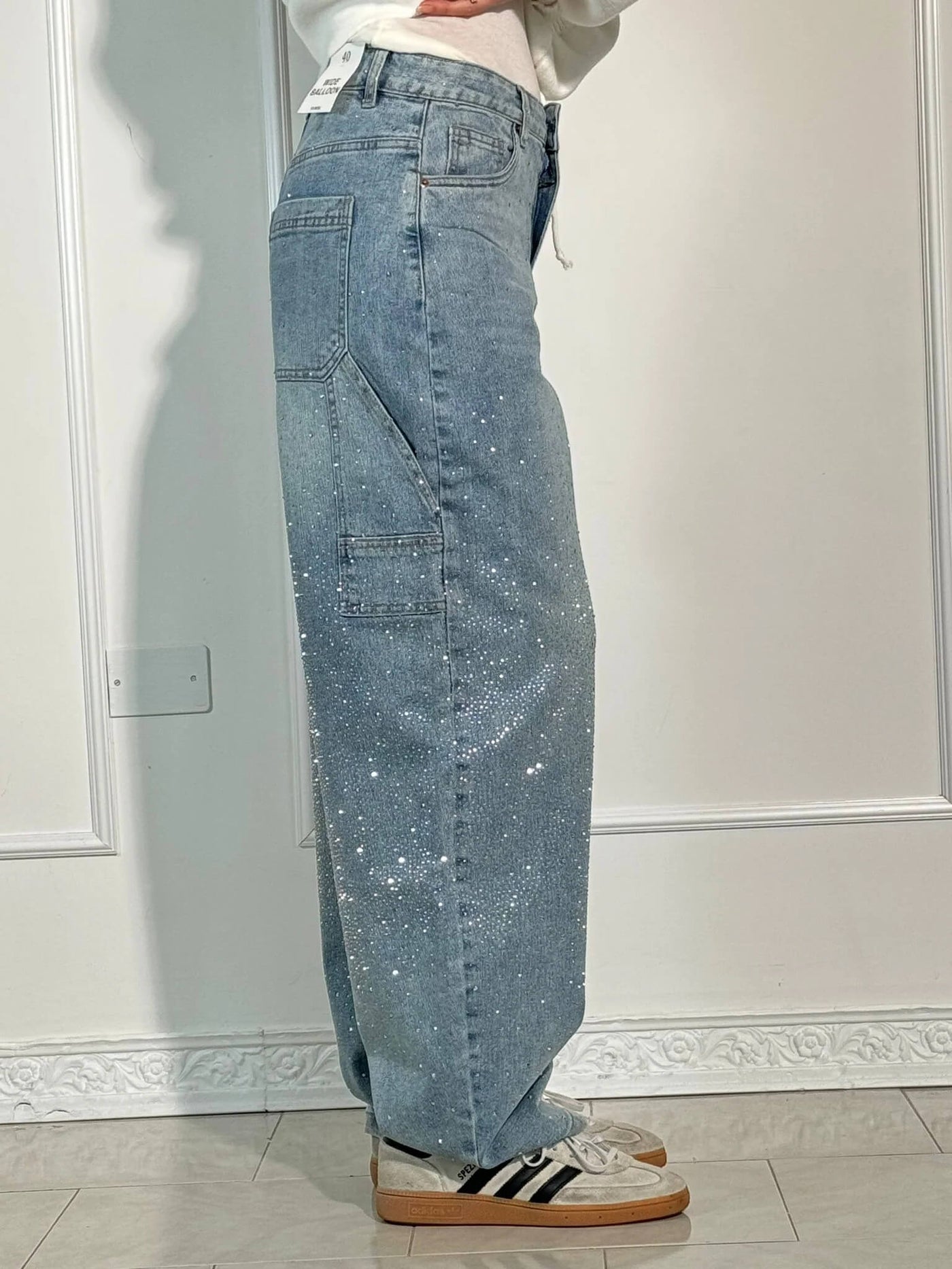 Mid-Rise Jeans with Glitter