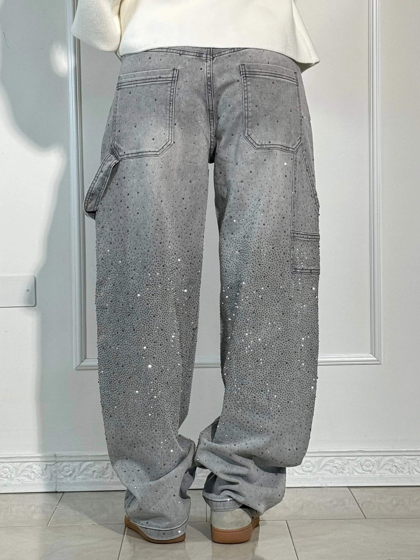 Mid-Rise Jeans with Glitter