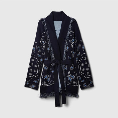 Printed Long Wool Cardigan