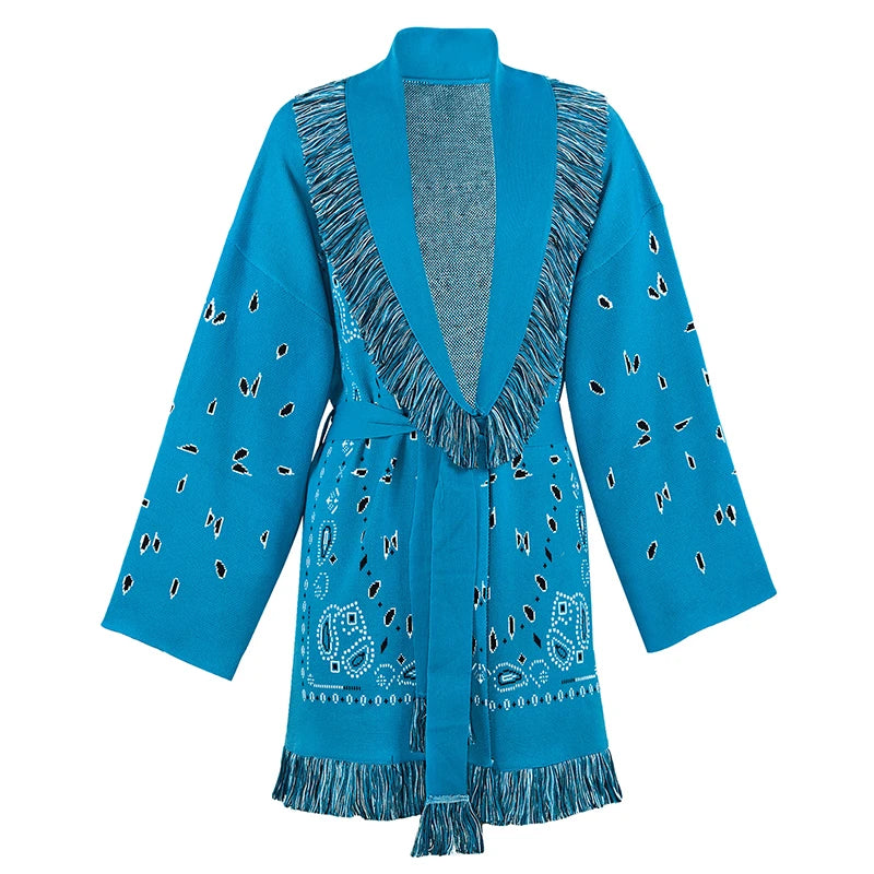 Printed Long Wool Cardigan
