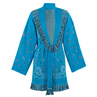 Printed Long Wool Cardigan