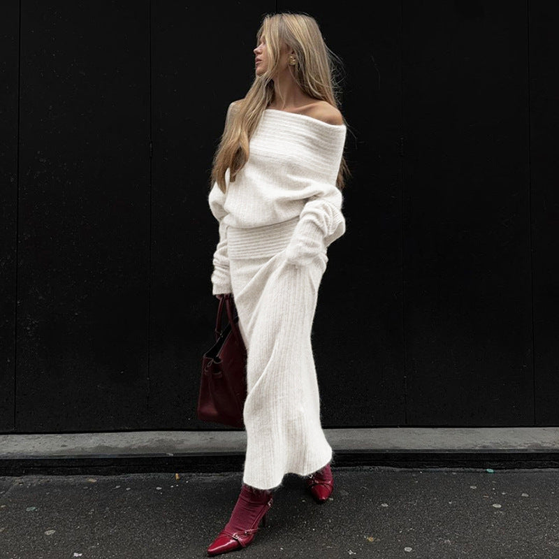 Wool Sweater Maxi Skirt Set