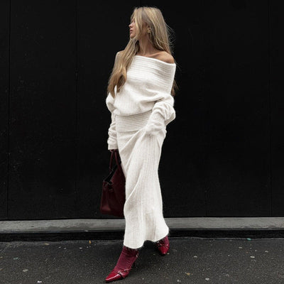 Wool Sweater Maxi Skirt Set
