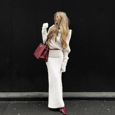 Wool Sweater Maxi Skirt Set