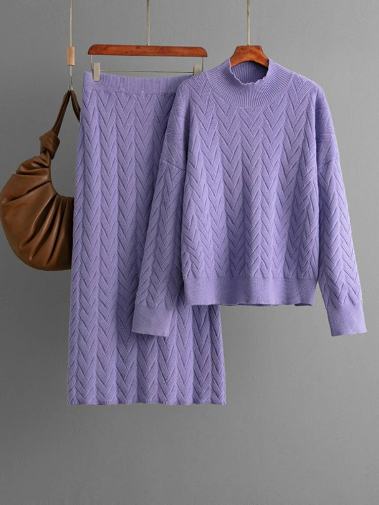 Knitted Loungewear Skirt Set