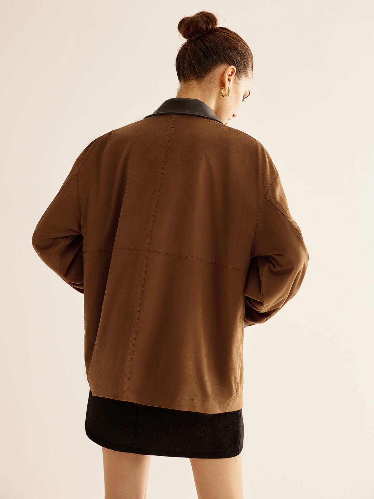 Oversized Jacket with Leather Accents