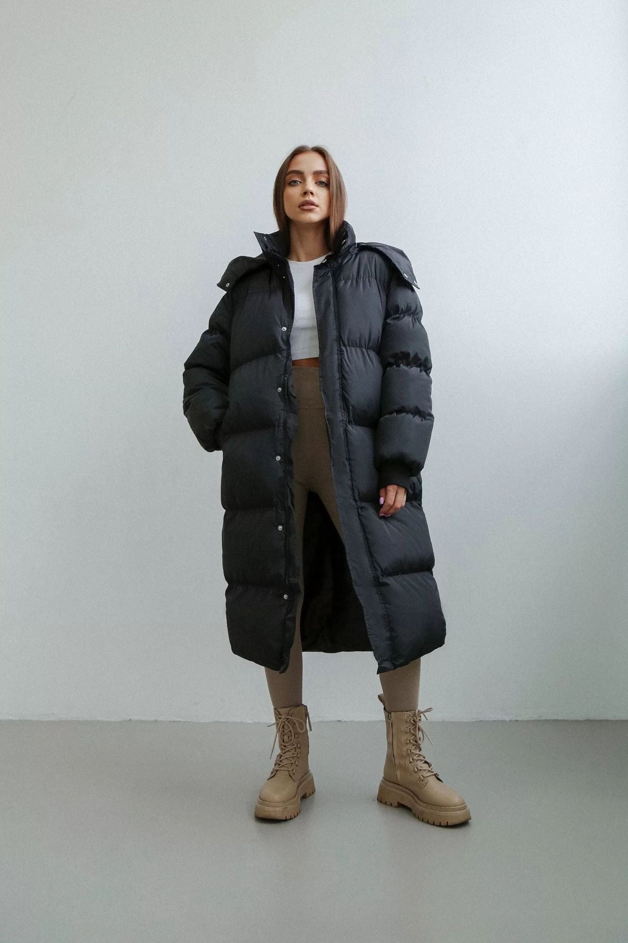 Oversized Quilted Puffer Trench Coat