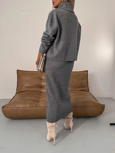 Cozy Midi Dress with Pullover Set