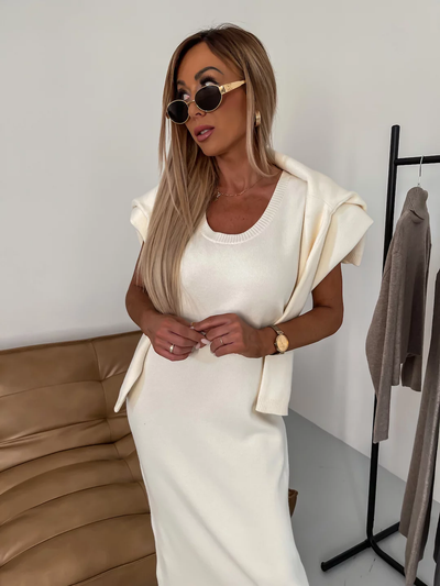 Cozy Midi Dress with Pullover Set