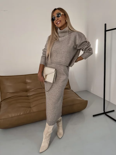 Cozy Midi Dress with Pullover Set