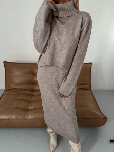 Cozy Midi Dress with Pullover Set