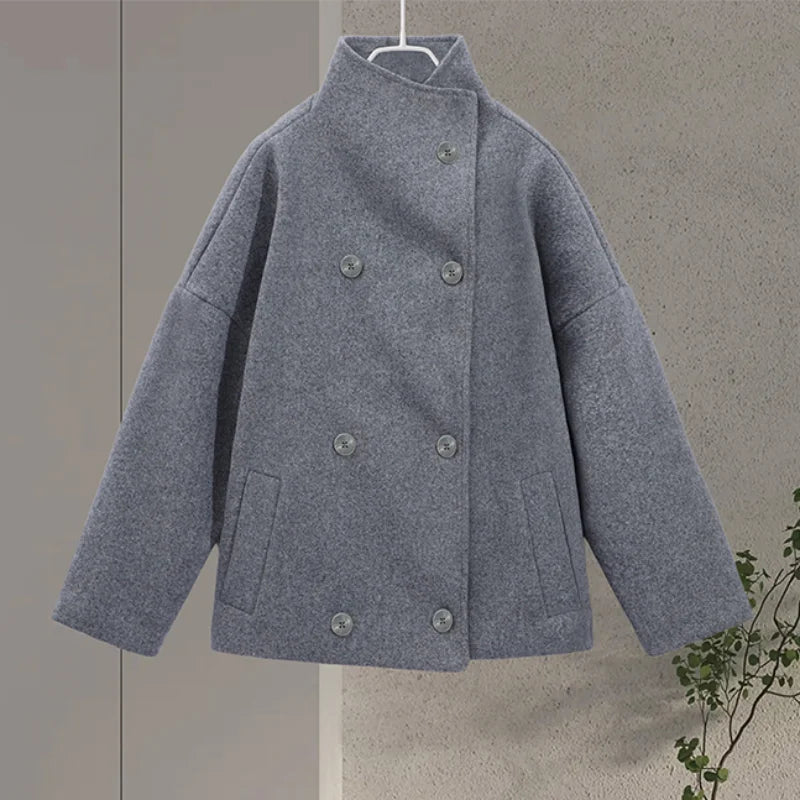 Winter Wool Cape Collar Coat