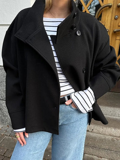 Winter Wool Cape Collar Coat