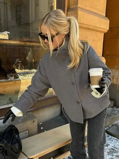 Winter Wool Cape Collar Coat
