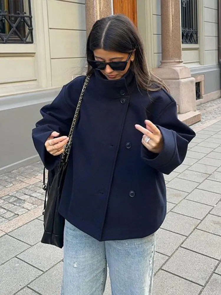 Winter Wool Cape Collar Coat