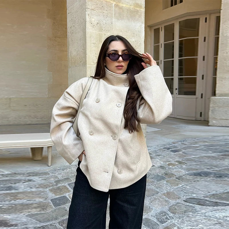 Winter Wool Cape Collar Coat